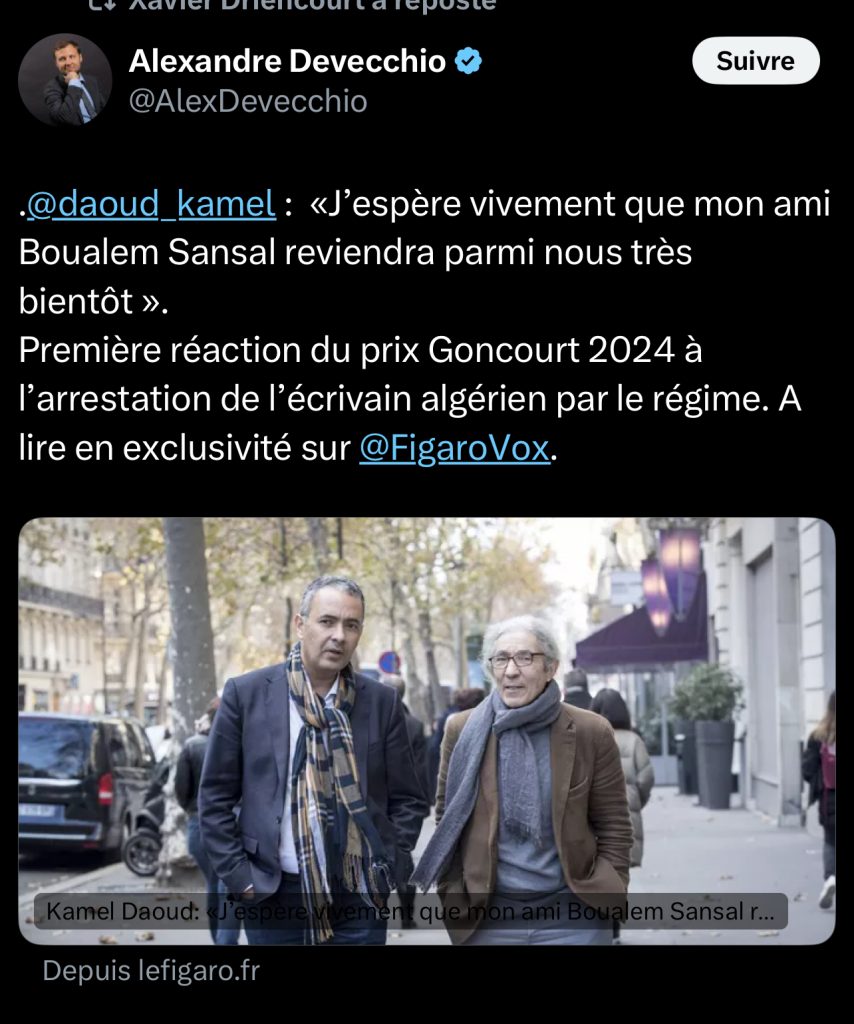 المواطن الفرنسي بوعلام صنصال يحدث طوارئ  في باريس ..لا حدث في الجزائر