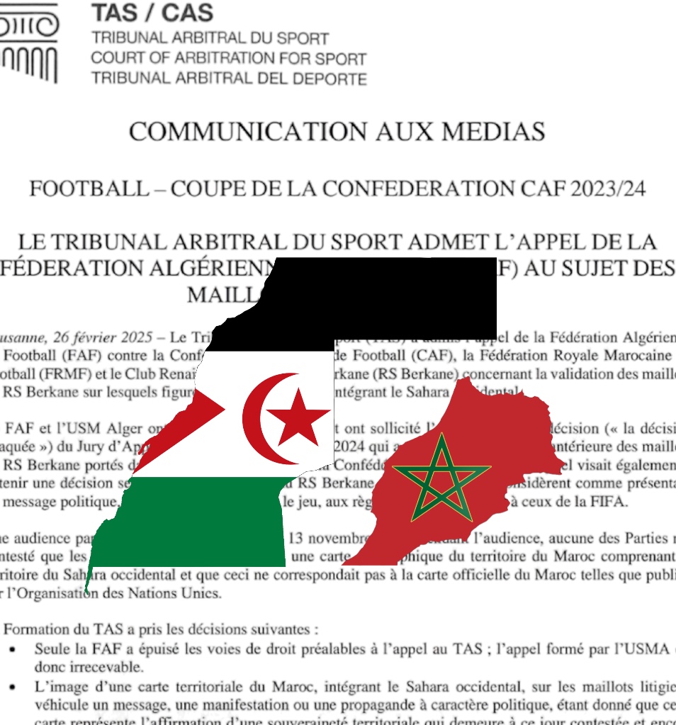 المحكمة الرياضية الدولية تضع خريطة المغرب الوهمية في سلة المهملات !