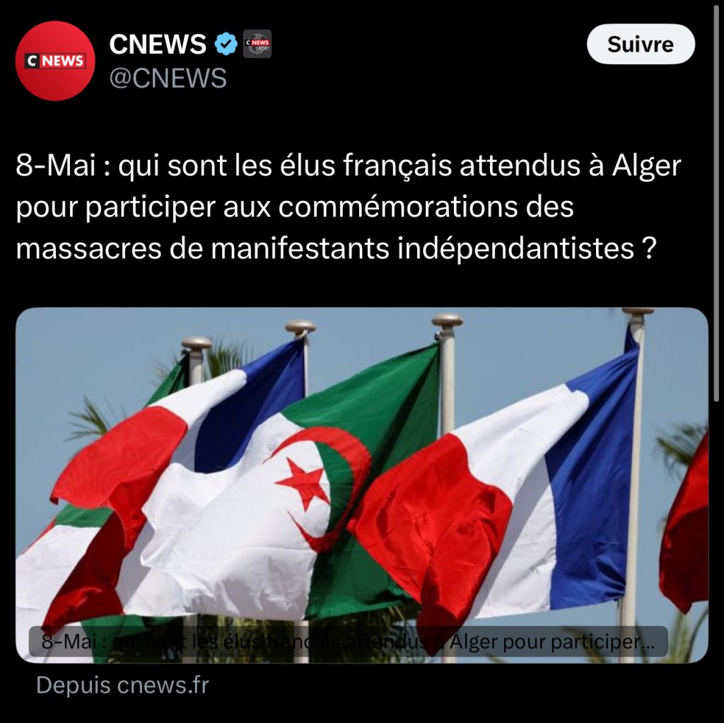 وفد برلماني فرنسي في ‫الجزائر‬ لإحياء ذكرى مجازر 8 ماي 1945 ..اليمين المتطرف يتحدث عن “خيانة الجمهورية “