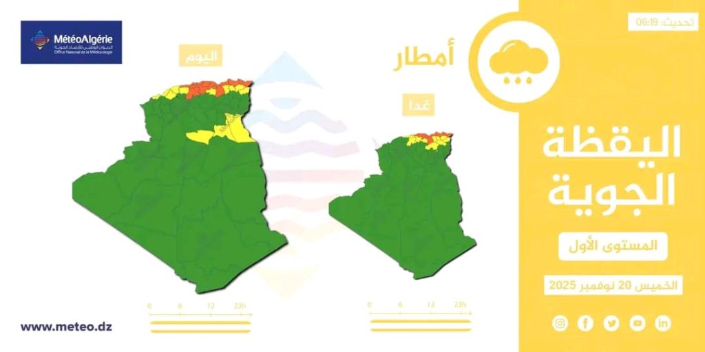 أمطار غزيرة تجتاح عدة ولايات جزائرية…الأرصاد الجوية تحذر