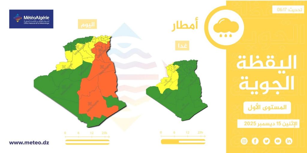 طقس الجزائر: أمطار وثلوج مرتقبة..وهذه الولايات المعنية