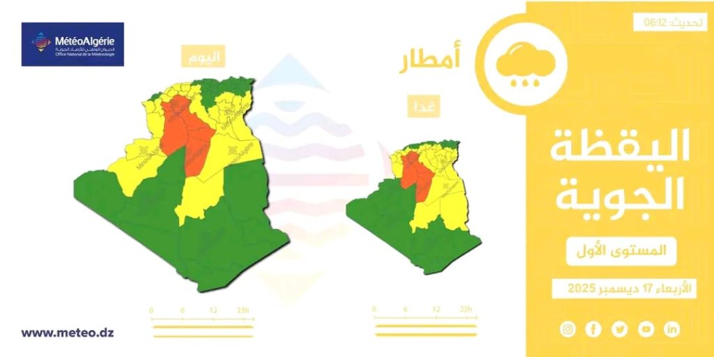 طقس الجزائر: أمطار رعدية على هذه الولايات