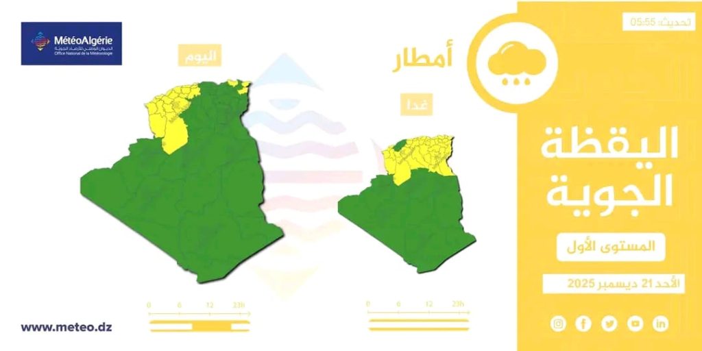 طقس الجزائر: أمطار رعدية مرتقبة و هذه الولايات المعنية
