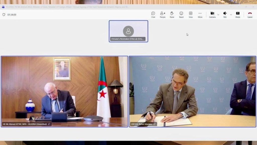 الجزائر توقع بيان تعاون مشترك مع الوكالة الدولية للطاقة الذرية
