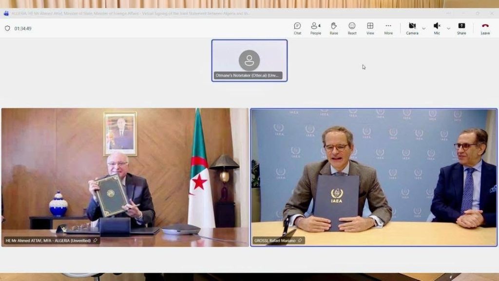 الجزائر توقع بيان تعاون مشترك مع الوكالة الدولية للطاقة الذرية