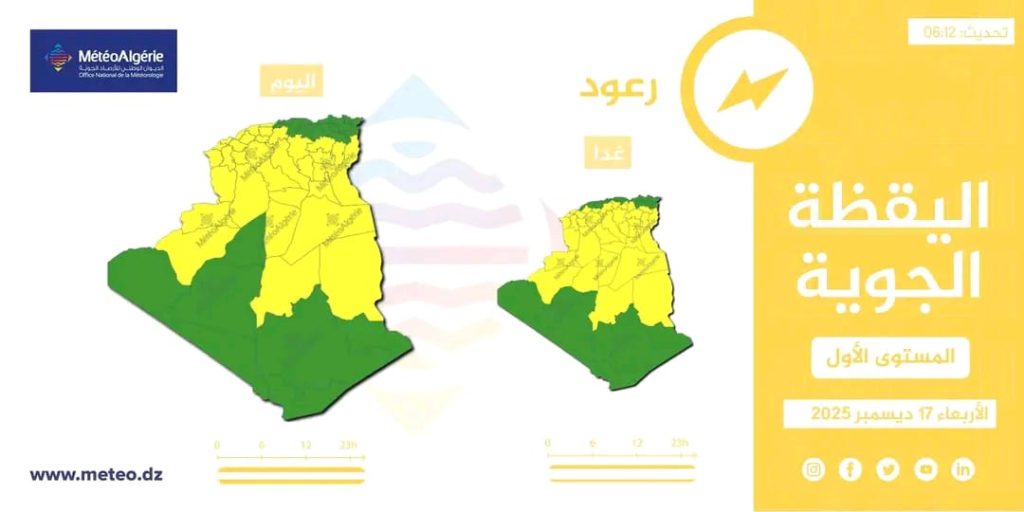 طقس الجزائر: أمطار رعدية على هذه الولايات