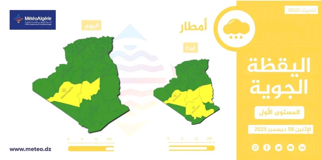 طقس الجزائر: أمطار وزوابع رملية مرتقبة وهذه الولايات المعنية