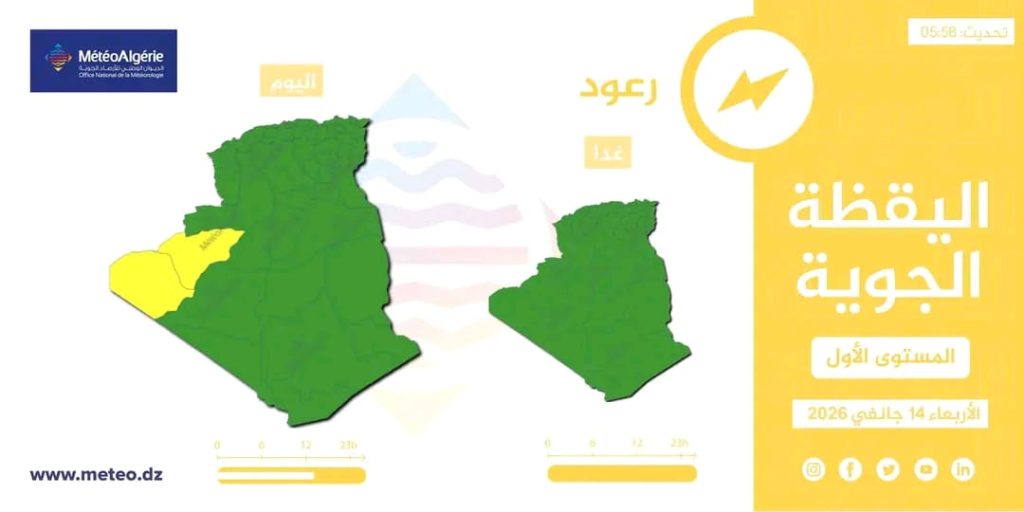 طقس الجزائر : أمطار رعدية على هذه الولايات