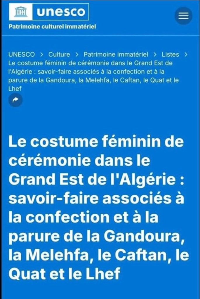 رسميا.. القفطان والقاط واللحاف إرث جزائري خالص لدى اليونيسكو