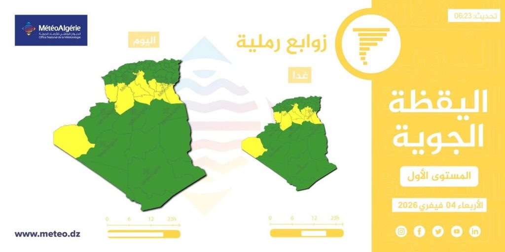 طقس الجزائر : أمطار رعدية ورياح عاتية على هذه الولايات