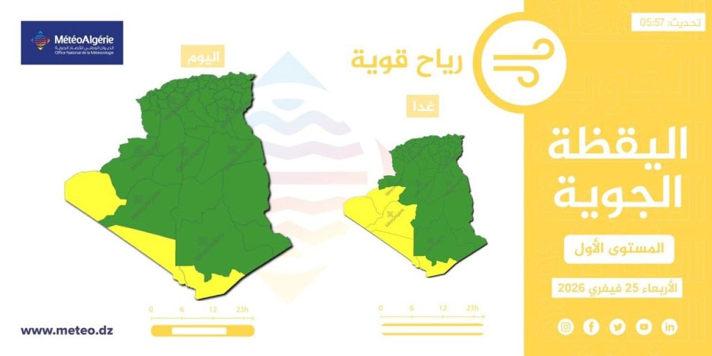 طقس الجزائر : رياح وزوابع رملية على هذه الولايات