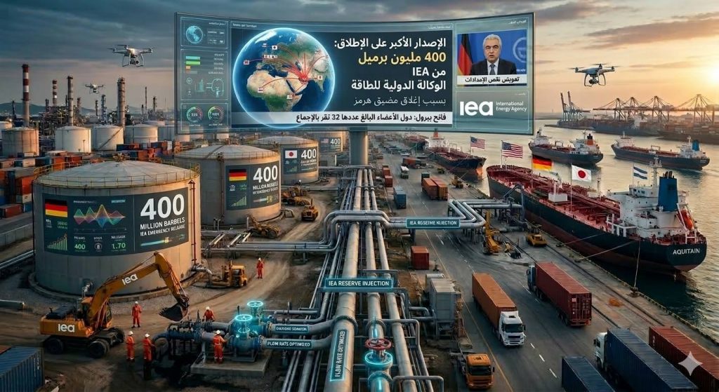 الوكالة الدولية للطاقة تضخ السوق العالمية بـ 400 مليون برميل نفط من احتياطياتها