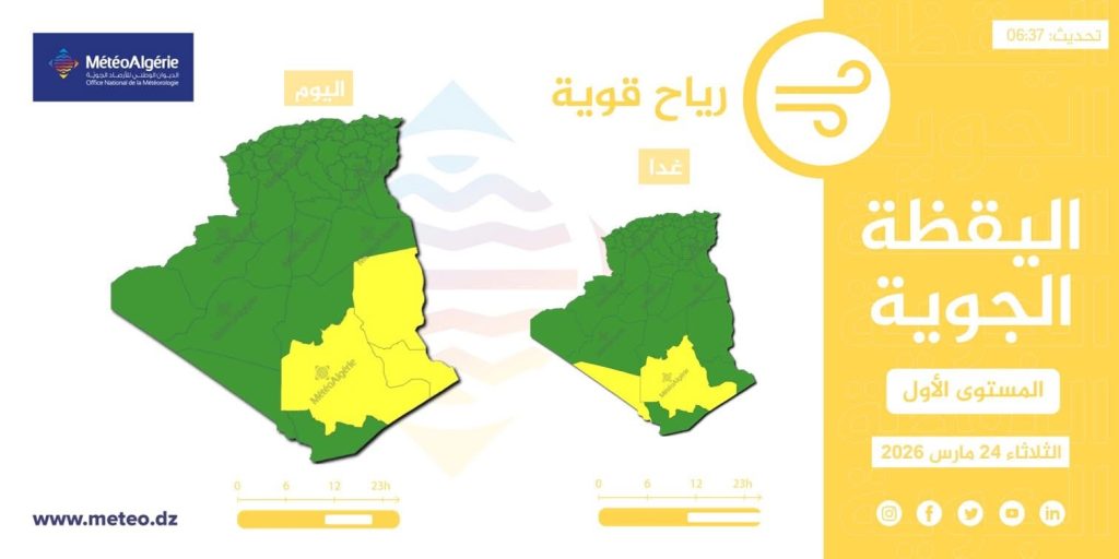 طقس الجزائر : أمطار رعدية ورياح قوية تجتاح هذه الولايات