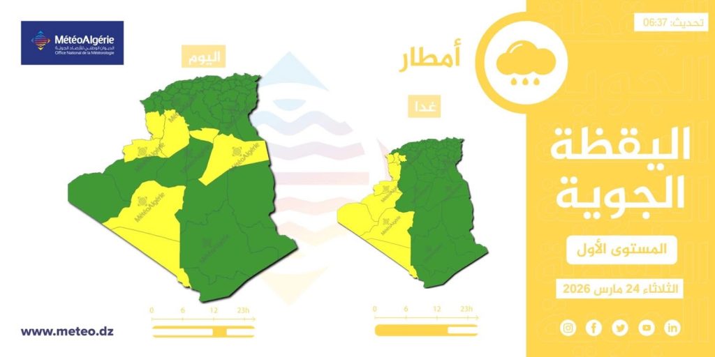 طقس الجزائر : أمطار رعدية ورياح قوية تجتاح هذه الولايات