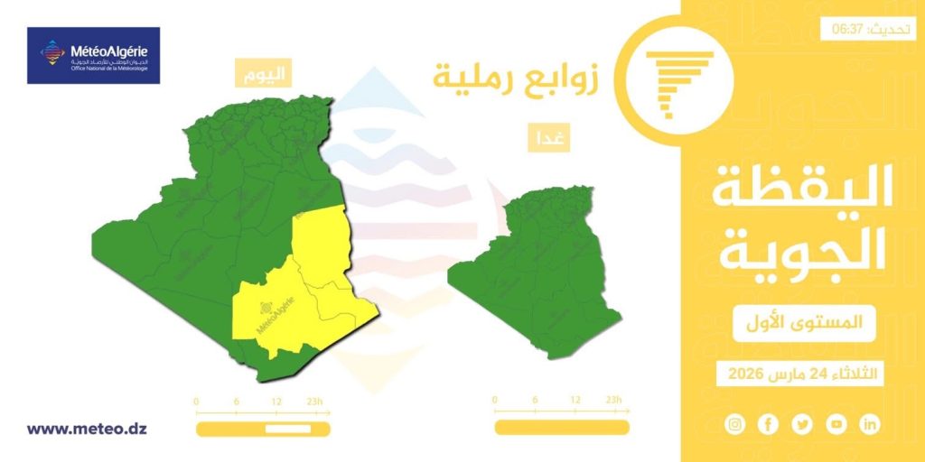 طقس الجزائر : أمطار رعدية ورياح قوية تجتاح هذه الولايات