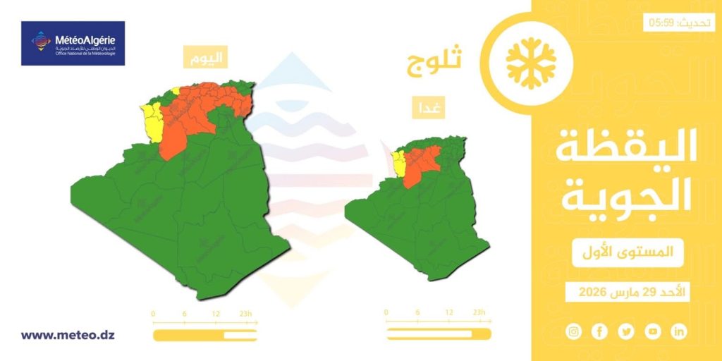 ثلوج وأمطار تجتاح عدة ولايات في الجزائر