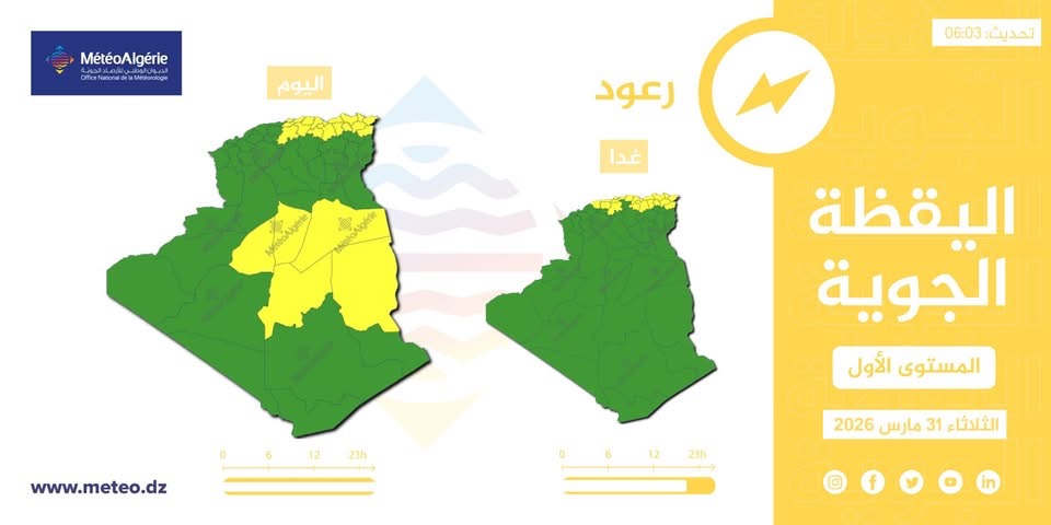 طقس الجزائر : ثلوج وأمطار ورياح تجتاح هذه الولايات