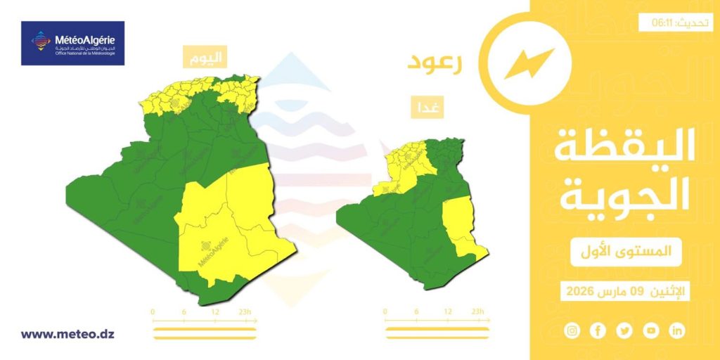 طقس الجزائر.. أمطار غزيرة ورياح على عدة ولايات