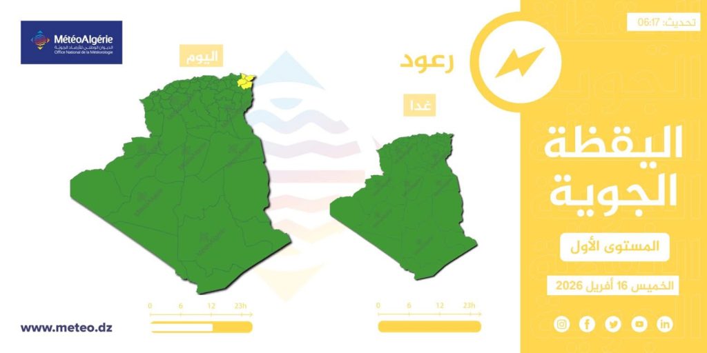 طقس الجزائر : أمطار رعدية تجتاح هذه الولايات