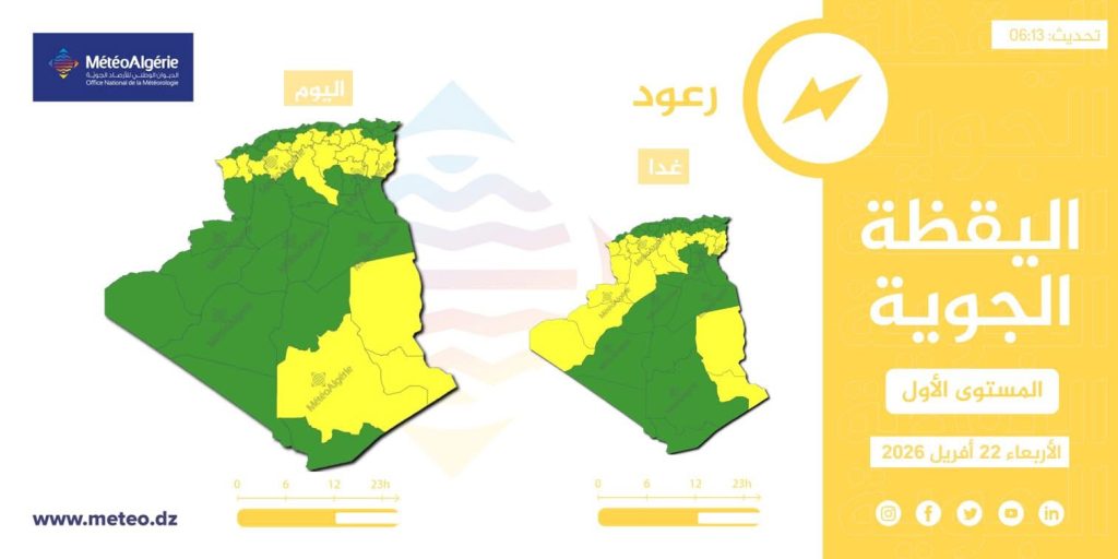 طقس الجزائر : أمطار رعدية وزوابع رملية على هذه الولايات
