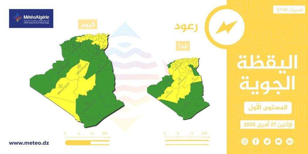 أمطار رعدية على 22 ولاية جزائرية