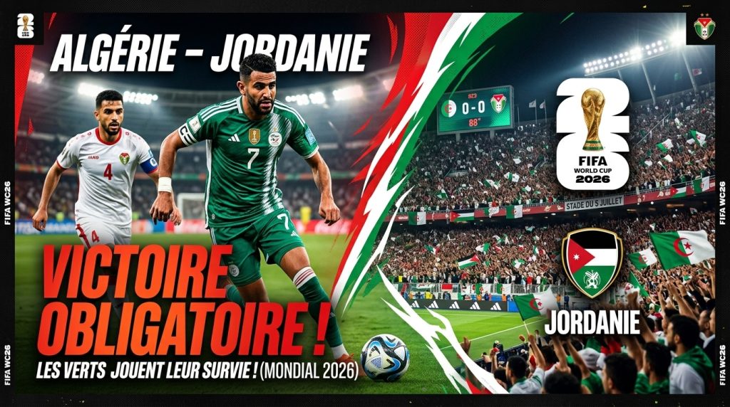 Algérie – Jordanie : les Verts au pied du mur, victoire obligatoire pour rester en vie dans le Mondial 2026