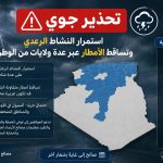 تحذير جوي ..استمرار النشاط الرعدي عبر عدة ولايات من الوطن