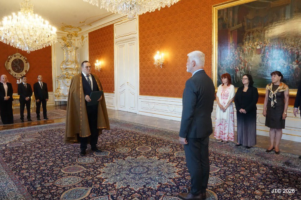 Algerian Ambassador Mohamed Meziane Presents Credentials to President Pavel in Traditional Burnous