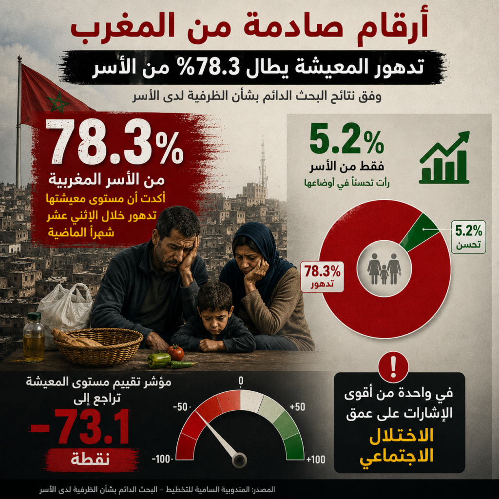 أرقام رسمية صادمة: 78.3% من الأسر المغربية تحت ضغط التدهور المعيشي