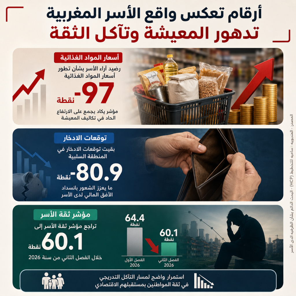 أرقام رسمية صادمة: 78.3% من الأسر المغربية تحت ضغط التدهور المعيشي