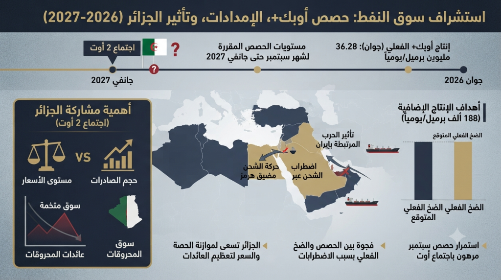 قرار نفطي مرتقب في 2 أوت.. الجزائر و«أوبك+» تستعدان لتجميد الإنتاج