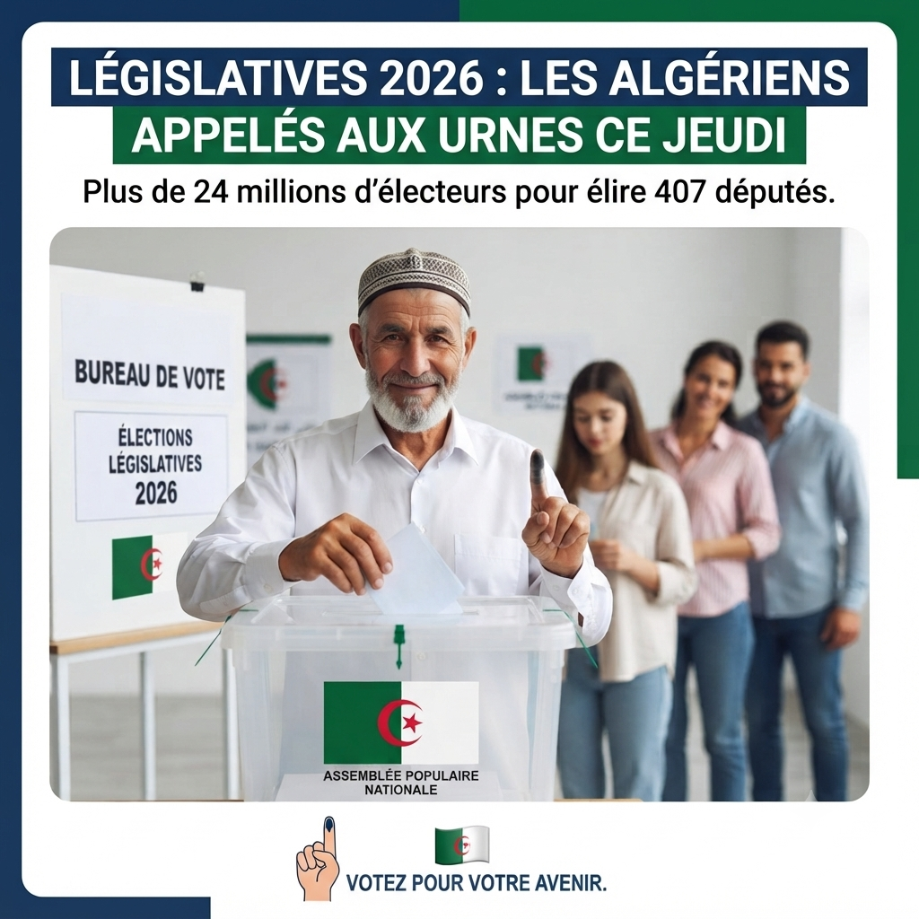 Législatives 2026 : les Algériens appelés aux urnes ce jeudi
