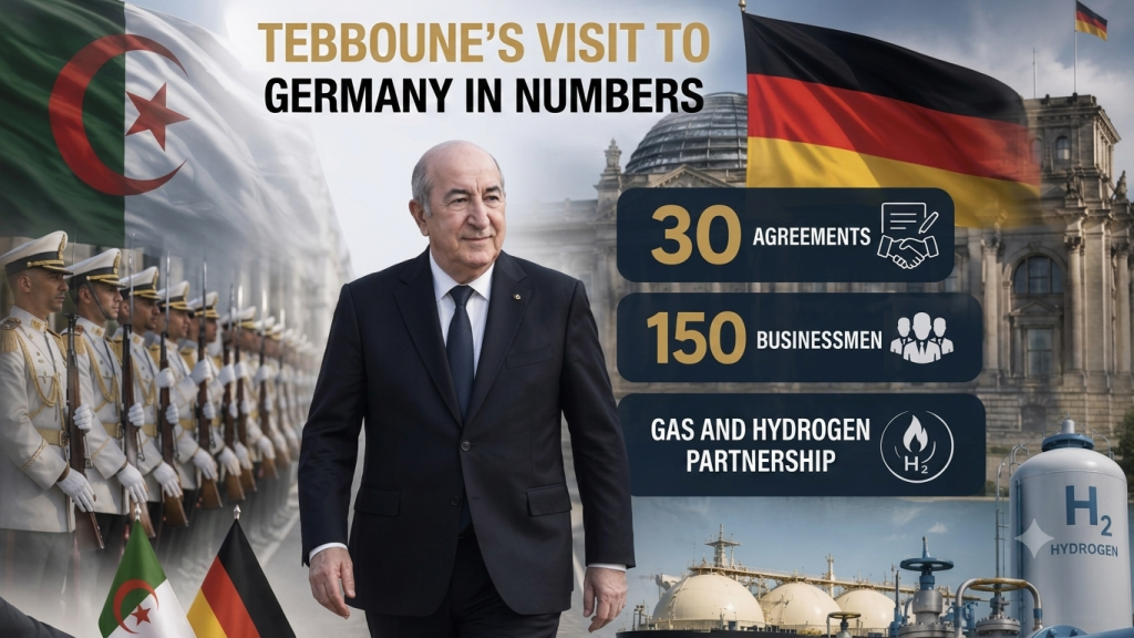 Tebboune’s visit to Germany in numbers: 30 agreements, 150 businessmen, and strategic gas-hydrogen partnership