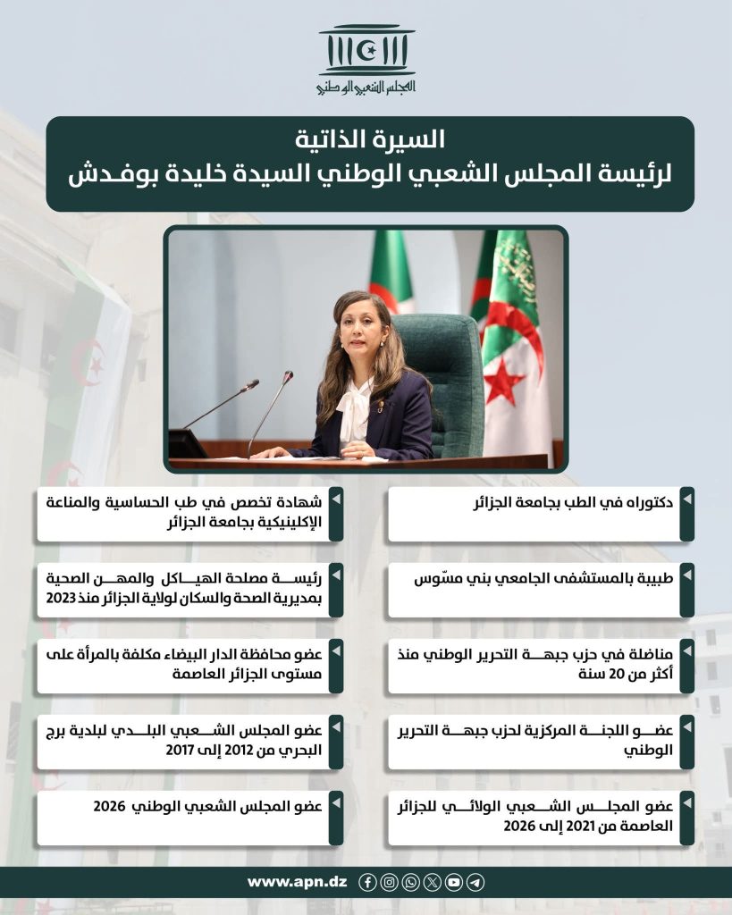 خليدة بودفش.. أول إمرأة تتولى رئاسة البرلمان الجزائري.. من تكون؟