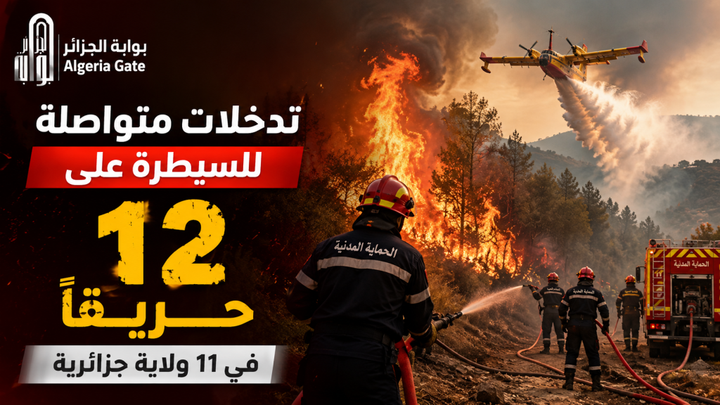 تدخلات متواصلة للسيطرة على 12 حريقًا في 11 ولاية جزائرية