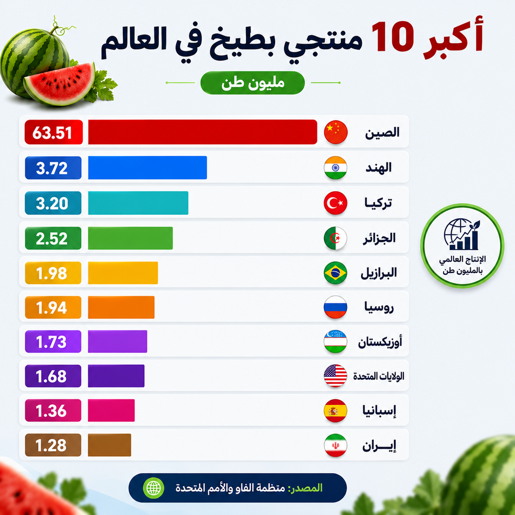 الجزائر.. رابع أكبر منتج للبطيخ في العالم