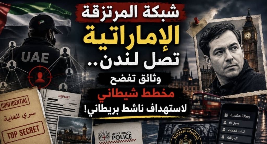 شبكة المرتزقة الإماراتية تصل لندن.. وثائق تفضح مخطط شيطاني لاستهداف ناشط بريطاني!