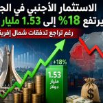 الاستثمار الأجنبي في الجزائر يرتفع 18% إلى 1.53 مليار دولار رغم تراجع تدفقات شمال إفريقيا