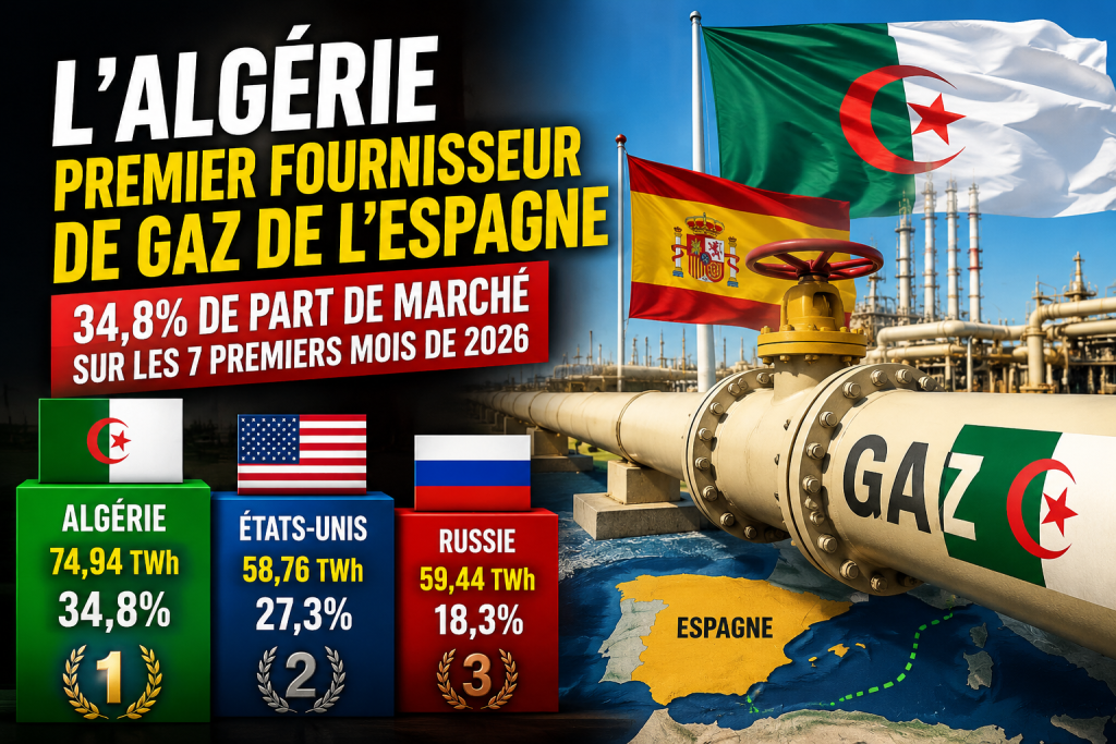 Gaz : l’Algérie conforte sa position de premier fournisseur de l’Espagne en 2026