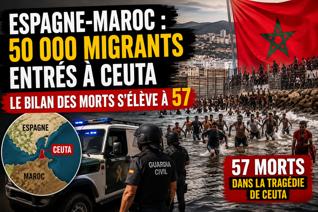 Espagne–Maroc : 50 000 migrants entrés à Ceuta, le bilan des morts s&rsquo;élève à 57