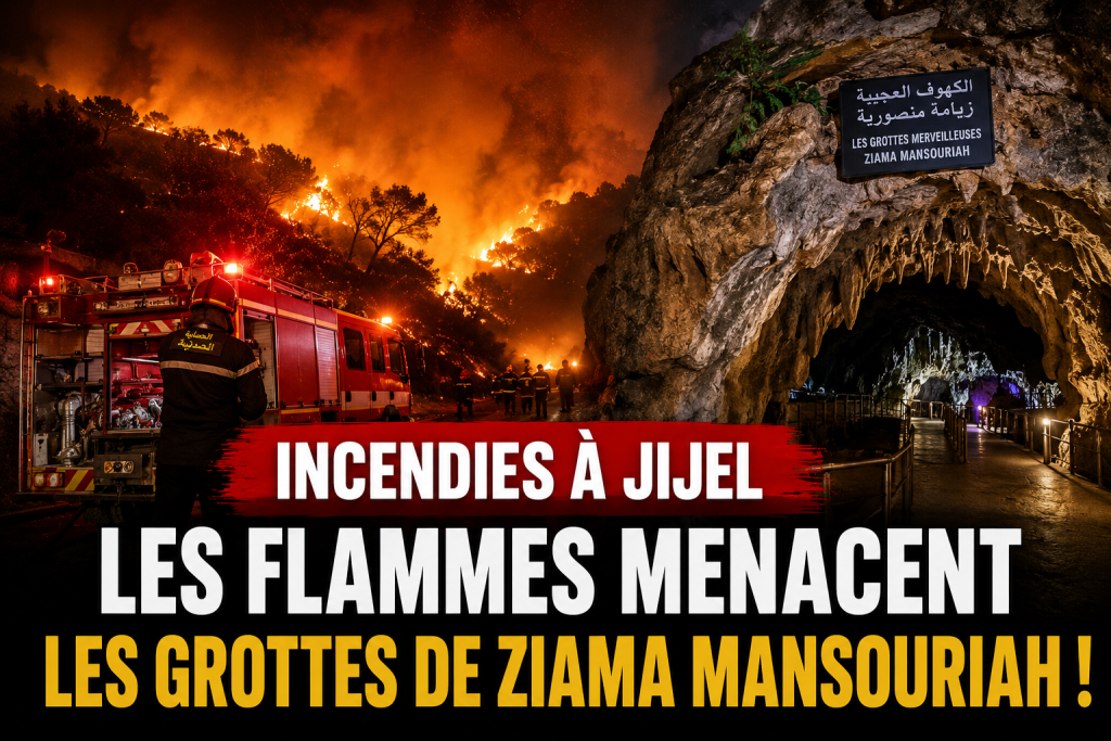 Violents incendies à Jijel : les flammes atteignent les abords des Grottes merveilleuses de Ziama Mansouriah
