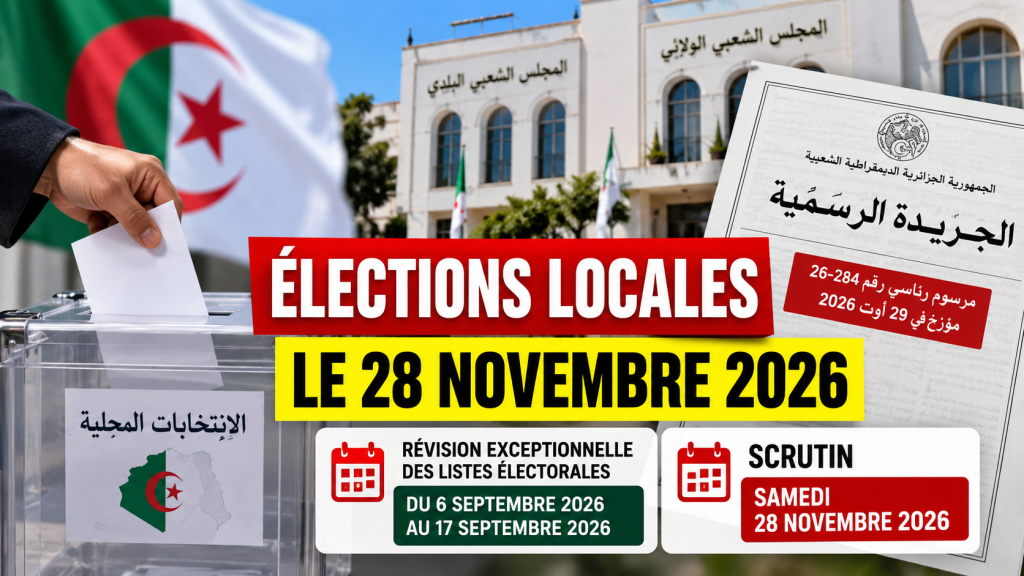 Algérie : les élections locales fixées au 28 novembre 2026
