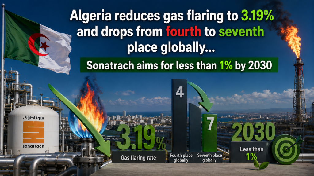 Algeria reduces gas flaring to 3.19% and drops from fourth to seventh place globally… Sonatrach aims for less than 1% by 2030