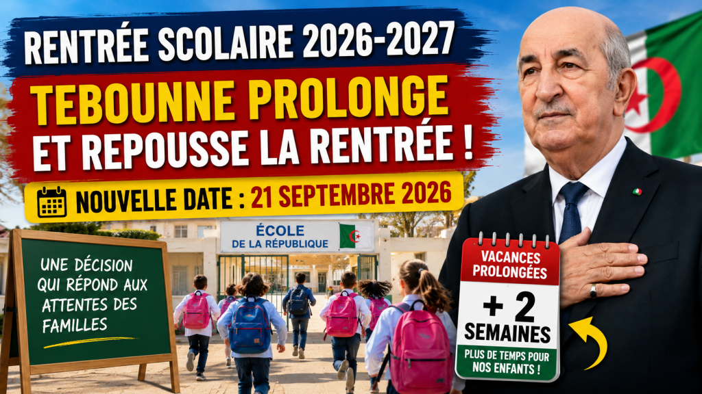 Rentrée scolaire en Algérie : Tebboune prolonge les vacances et repousse la rentrée au 21 septembre