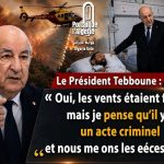 Président Tebboune : « Je pense qu’un acte criminel est derrière cette vague de violents incendies de forêt »