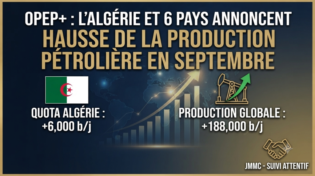 Opep+ : l&rsquo;Algérie et six autres pays annoncent une hausse de leur production de pétrole en septembre
