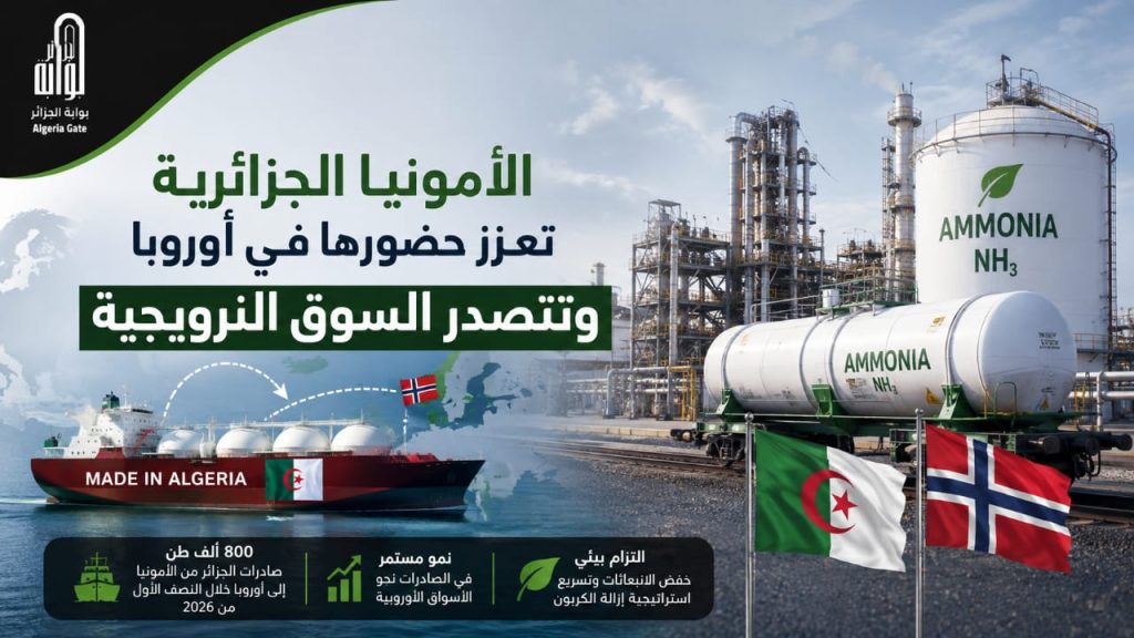 الأمونيا الجزائرية تعزز حضورها في أوروبا وتتصدر السوق النرويجية