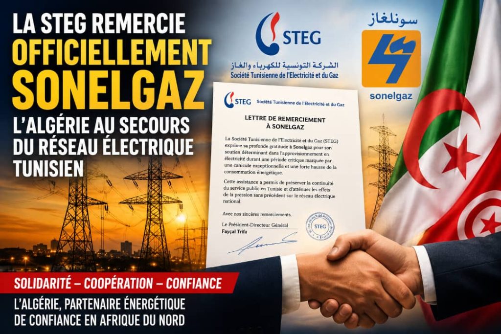 La STEG remercie officiellement Sonelgaz : l&rsquo;Algérie au secours du réseau électrique tunisien