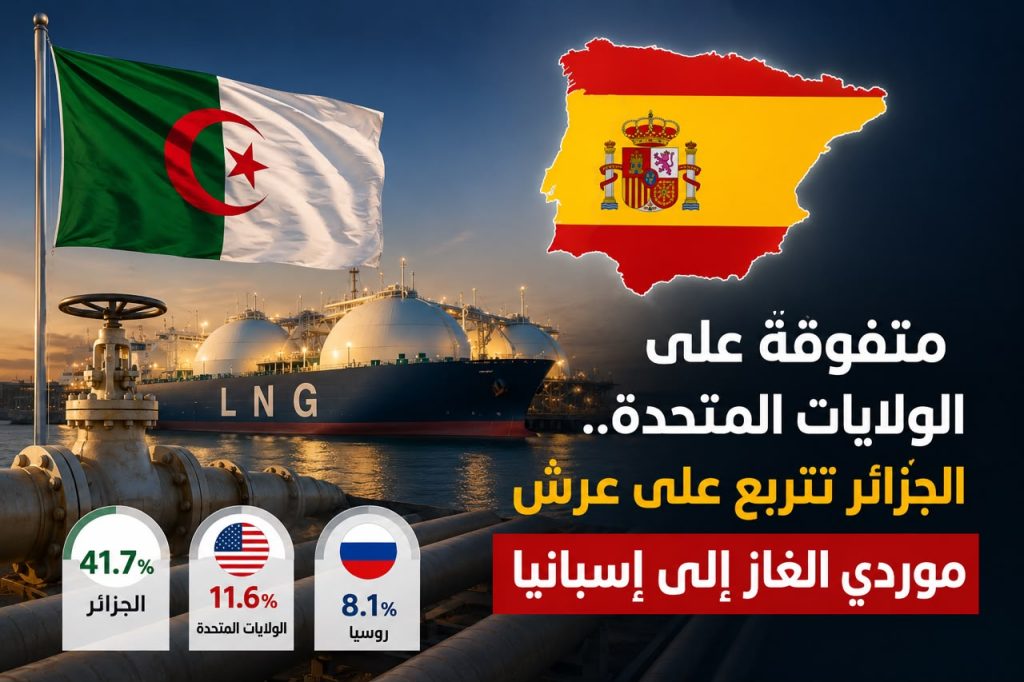 متفوقة على الولايات المتحدة.. الجزائر تتربع على عرش موردي الغاز إلى إسبانيا