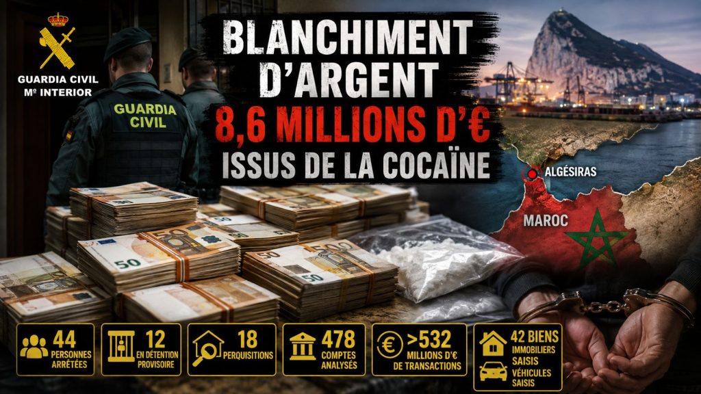 Des Marocains impliqués dans un réseau criminel de blanchiment d’argent issu du trafic de cocaïne